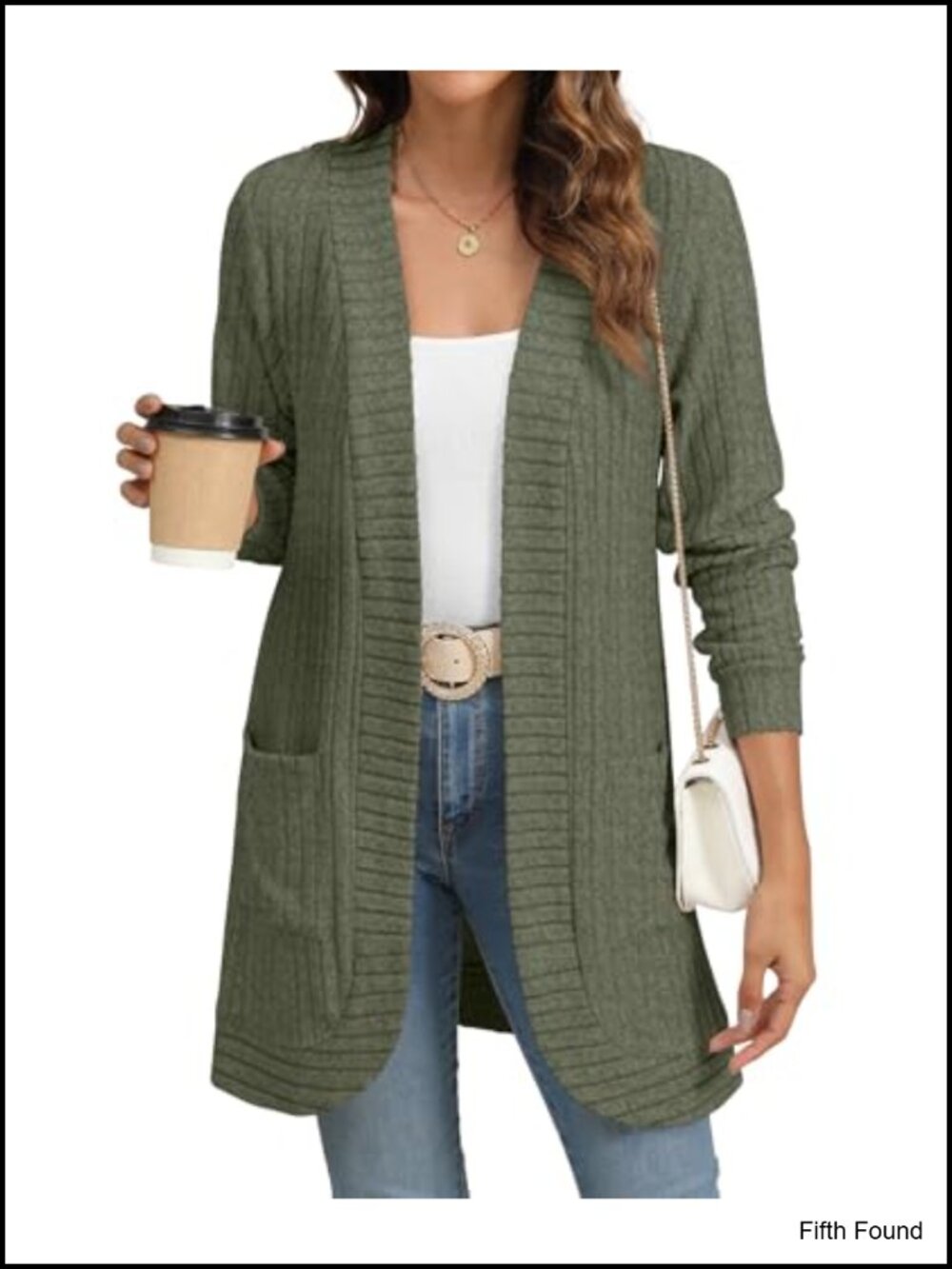 Open Front Cardigan Sweater Long Sleeve with Pockets Loose Fit